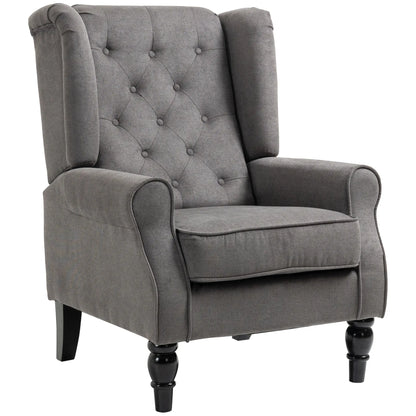 Fabric Accent Chair, Button Tufted, Wood Legs, Thick Padding, Charcoal Grey Accent Chairs Charcaol Grey at Gallery Canada