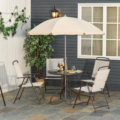 6-Piece Outdoor Dining Set, Round Table, 4 Folding Chairs, Cream Outdoor Dining Sets at Gallery Canada