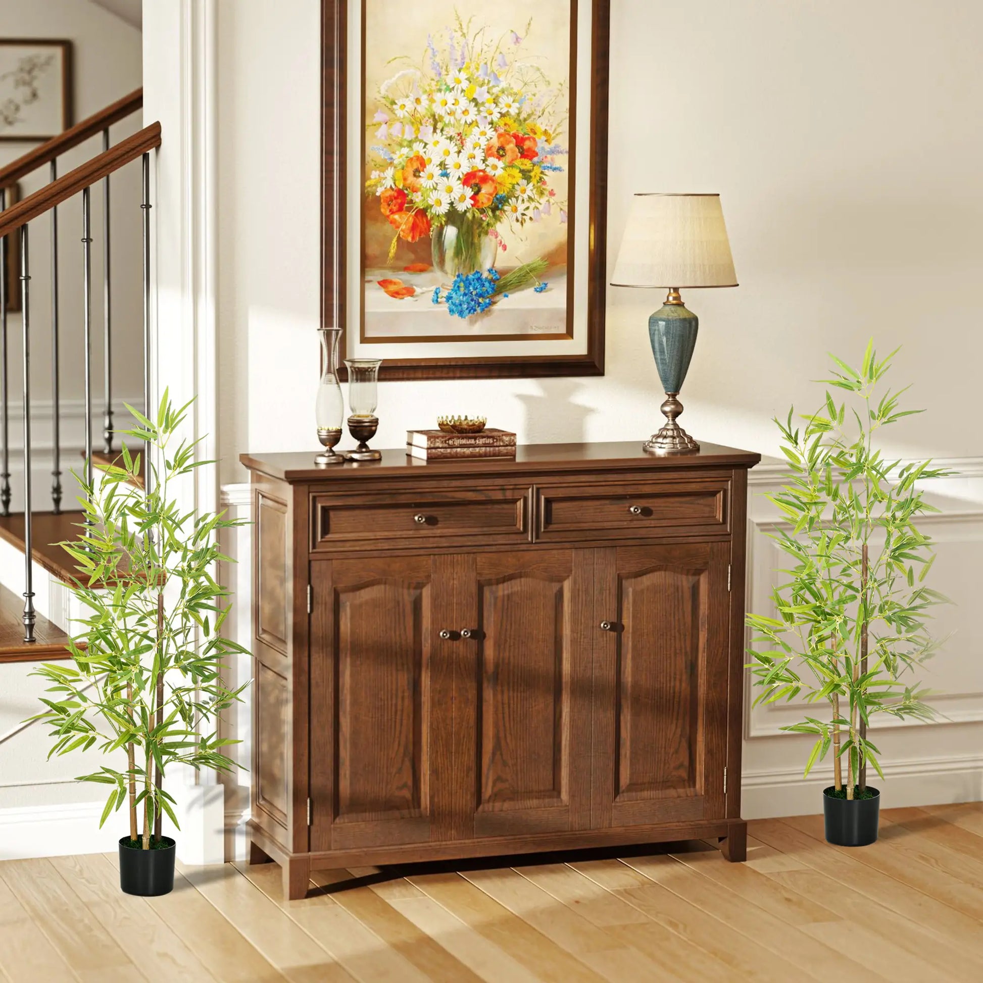 Set of 2 4ft Artificial Bamboo Tree, Indoor with Pot, Home Office Decor Artificial Trees at Gallery Canada