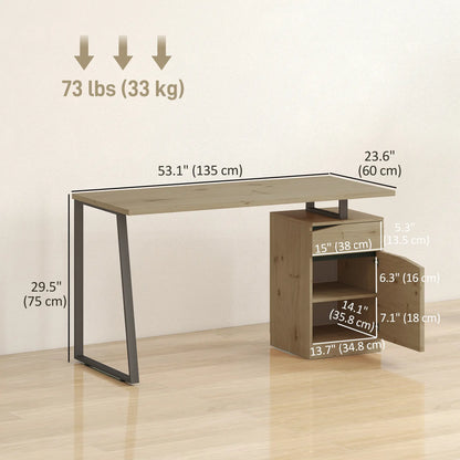 53 Inch Computer Desk, Writing Table with Cabinet, Drawer, Adjustable Shelf Office Desks & Work Stations at Gallery Canada