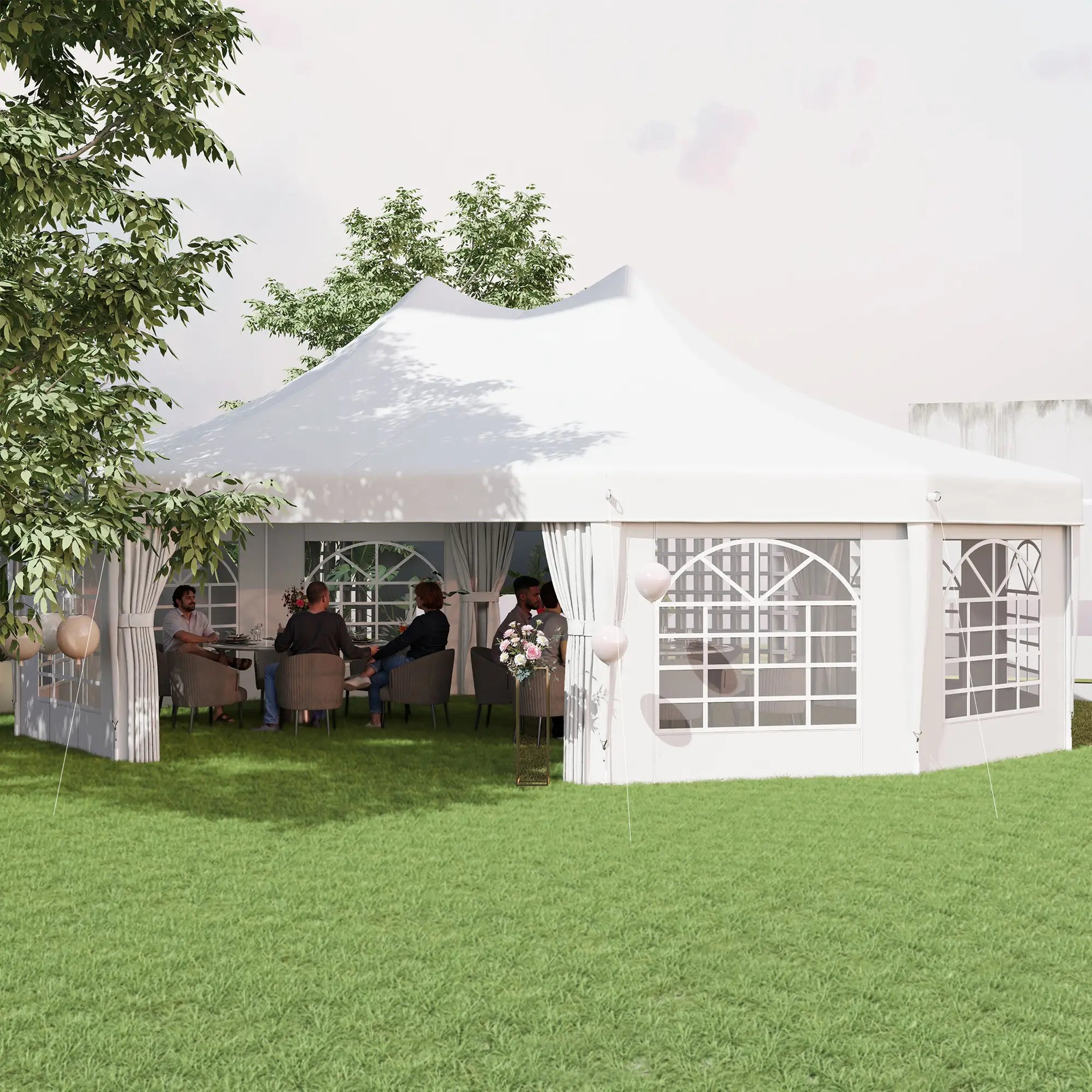 21' x 29' White Wedding Tent, High Peak Decagonal Gazebo With Removable Walls, White Canopy Tents at Gallery Canada
