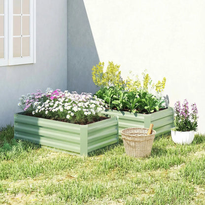 Galvanized Raised Garden Bed Set, 2 Light Green Planter Boxes, Light Green Galvanized Planter Boxes at Gallery Canada