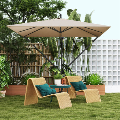 Patio Offset Umbrella, UPF 50+ UV Protection, Crank Parasol With Base, Khaki Offset Cantilever Umbrellas at Gallery Canada