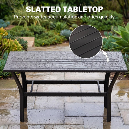 Outdoor Side Table, Slatted Tabletop, Metal Patio Coffee Table, Black Patio Side Tables at Gallery Canada