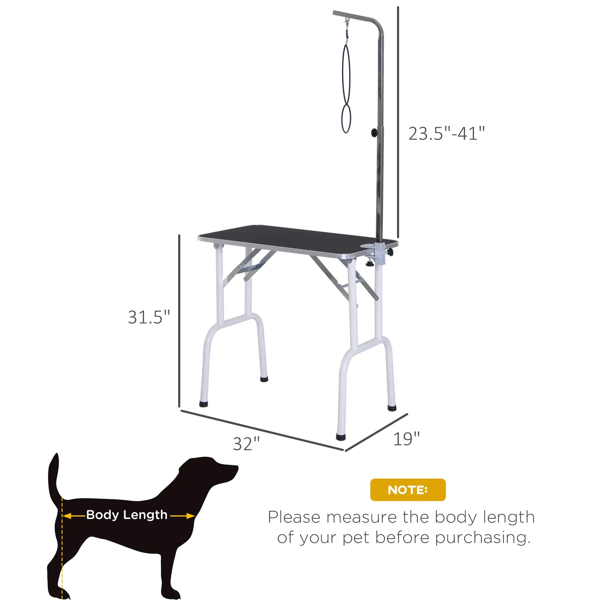 Foldable Pet Grooming Table for Dogs Cats with Adjustable Arm, Non-slip Surface, Black Dog Grooming Tables at Gallery Canada
