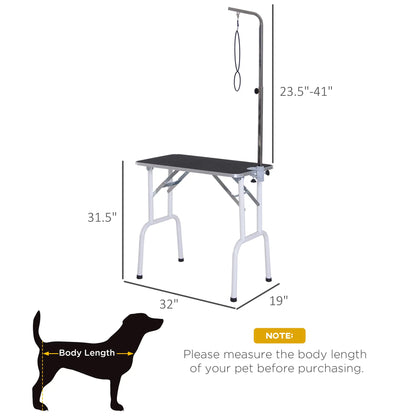 Foldable Pet Grooming Table for Dogs Cats with Adjustable Arm, Non-slip Surface, Black Dog Grooming Tables at Gallery Canada