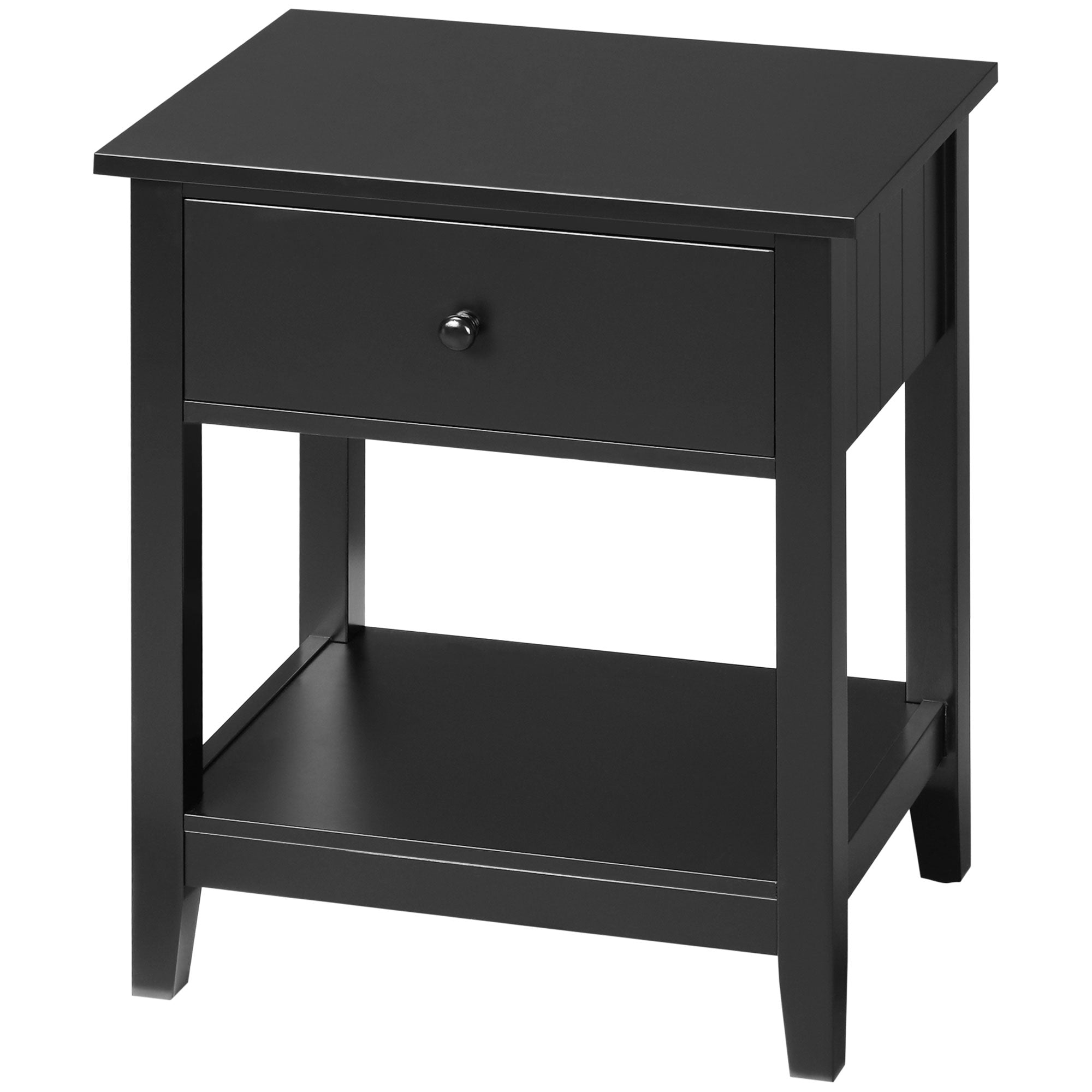 Modern Style Nightstand, Small End Table with Drawer and Storage Shelf for Bedroom, Living Room, Black - Gallery Canada