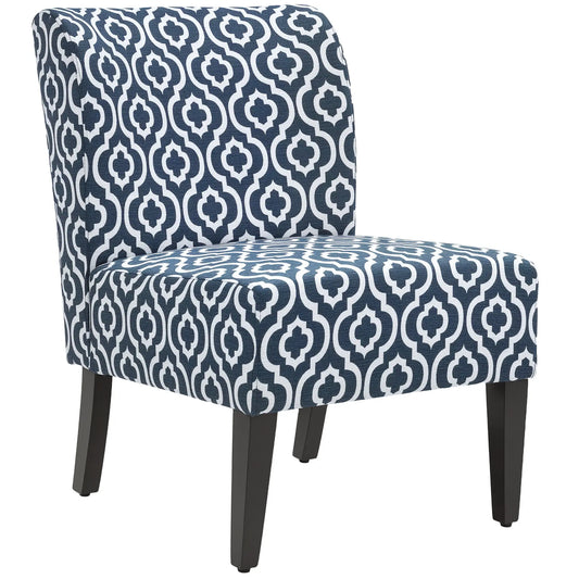 Armless Accent Chair for Bedroom, Upholstered Slipper Side Chair for Living Room with Wood Legs, Blue Accent Chairs Blue at Gallery Canada