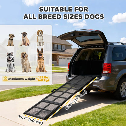 75 Inch Folding Portable Dog Car Ramp for Large Dogs, Extra Long Wide Dog Stairs at Gallery Canada