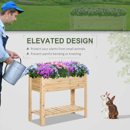 Raised Garden Bed With Legs, Elevated Planter With Shelf, Natural Wood Raised Garden Beds at Gallery Canada