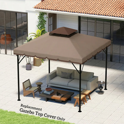 10' x 10' Gazebo Canopy Replacement, Double-Tier Outdoor Roof, Khaki/Brown Gazebo Canopy Replacement at Gallery Canada