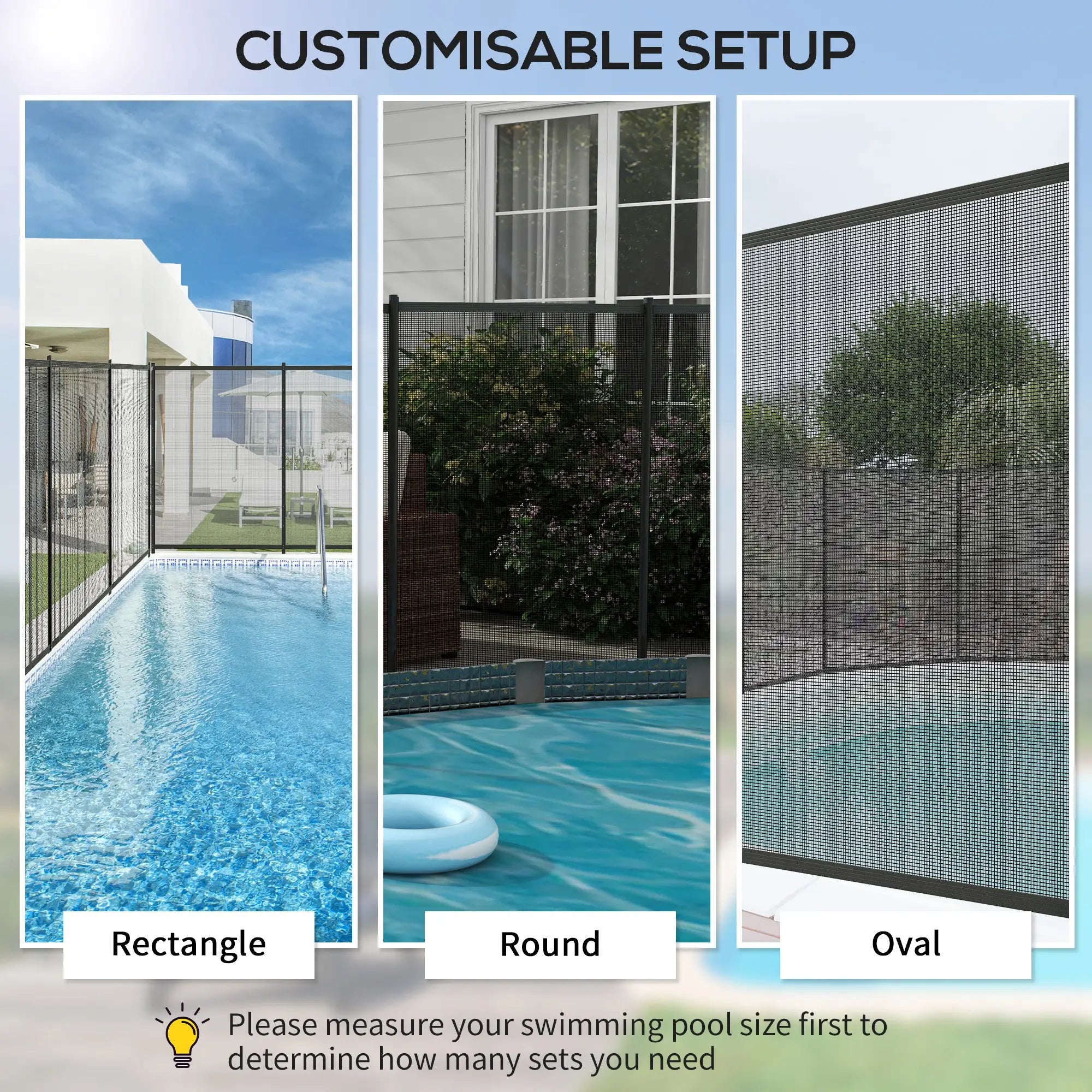 4 Panel Swimming Pool Fence, Aluminum Rustproof, 4' x 12', Black Garden Fences at Gallery Canada