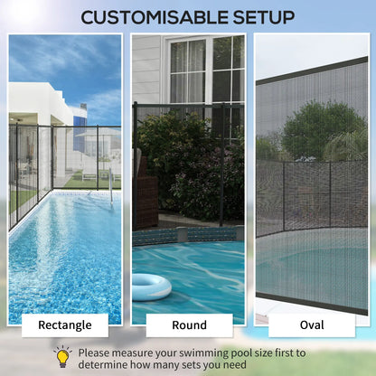 4 Panel Swimming Pool Fence, Aluminum Rustproof, 4' x 12', Black Garden Fences at Gallery Canada