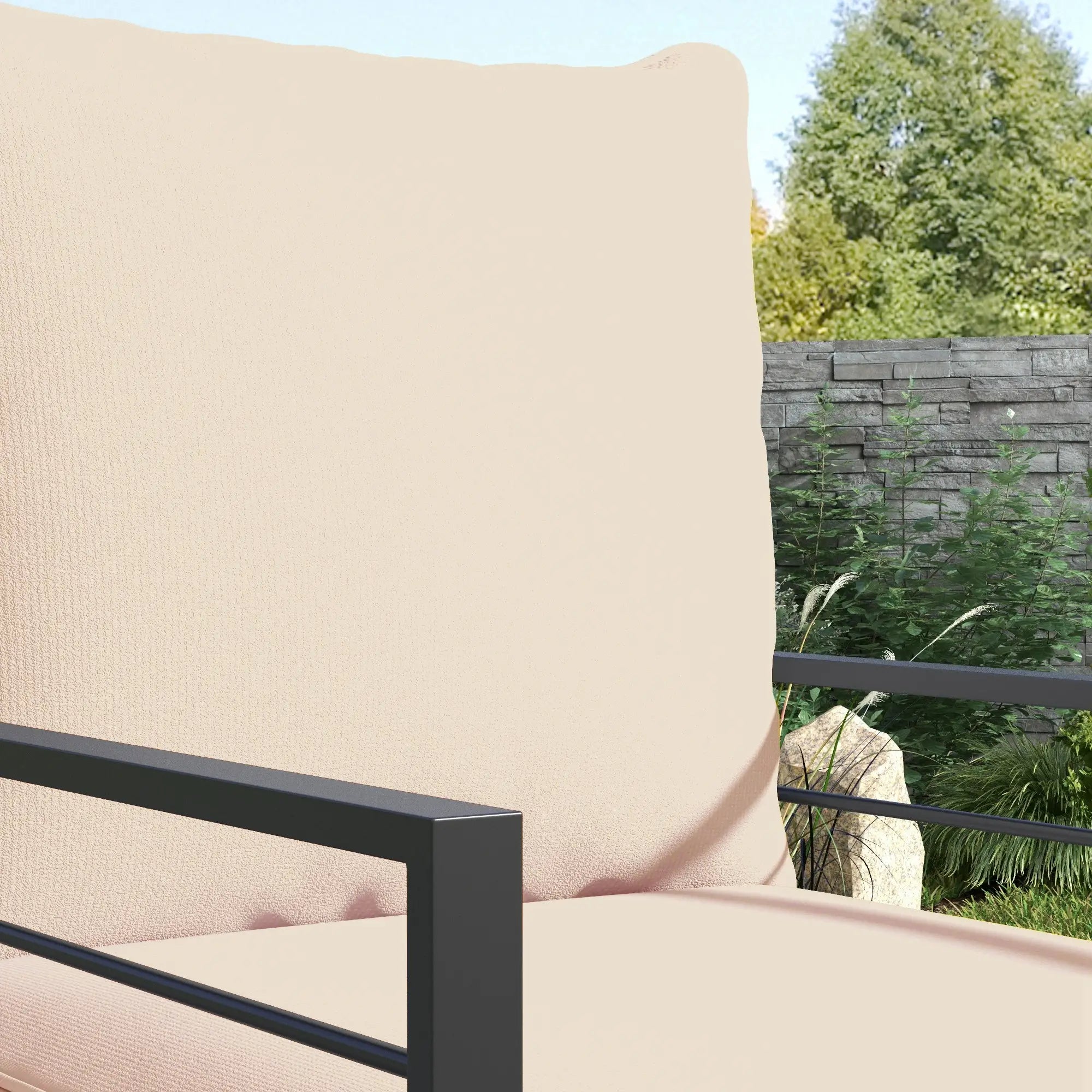 Patio Chair Cushions, Thick Deep Seat with Back, Beige Patio Chair Cushions at Gallery Canada