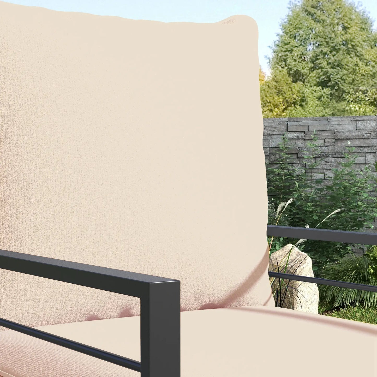 Patio Chair Cushions, Thick Deep Seat with Back, Beige Patio Chair Cushions at Gallery Canada