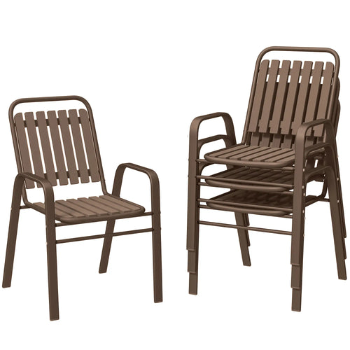 Stackable Outdoor Dining Chairs, Set of 4, Dark Brown