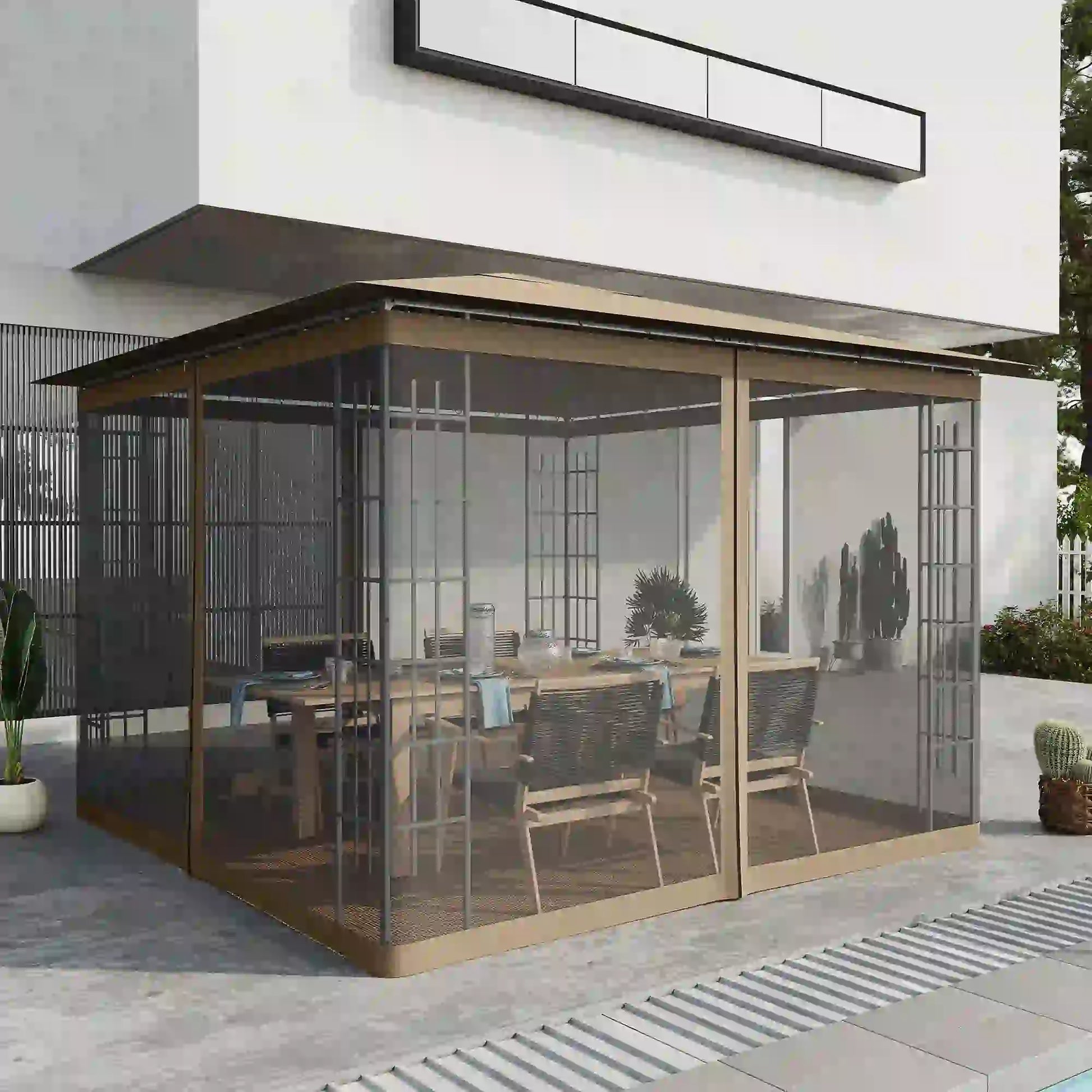 Replacement Mosquito Netting, Gazebo 10' x 10', Khaki, Black Gazebo Sidewalls at Gallery Canada