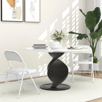 Set of 2 Metal Foldable Chairs, PU Leather Padded, White Bar Stools at Gallery Canada