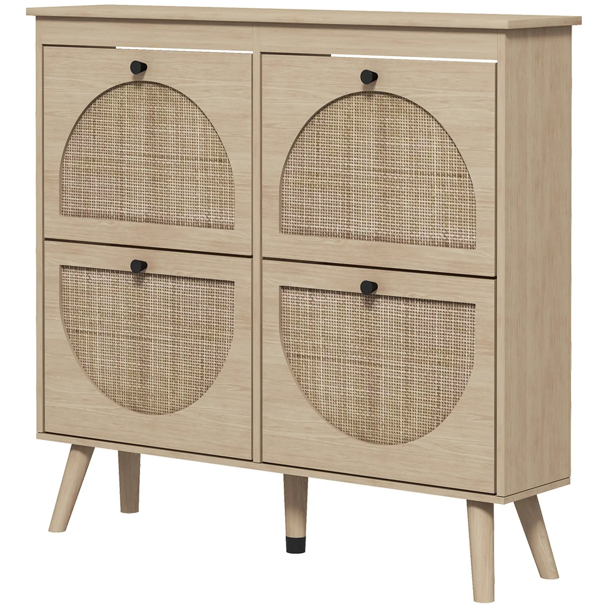 Shoe Cabinet, 4 Flip Drawers, Adjustable Shelves, Holds 20 Pairs, Oak Shoe Storage Cabinets & Racks Oak at Gallery Canada
