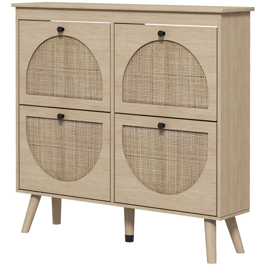 Shoe Cabinet, 4 Flip Drawers, Adjustable Shelves, Holds 20 Pairs, Oak Shoe Storage Cabinets & Racks Oak at Gallery Canada