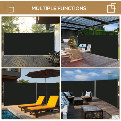 118" x 79" Retractable Side Awning, Outdoor Folding Privacy Screen, UV & Wind Resistant, Black Side Awnings at Gallery Canada