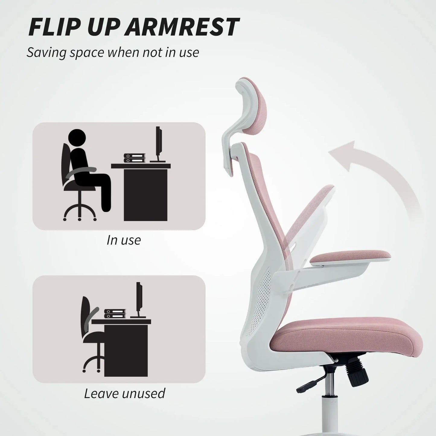 Ergonomic Office Chair, Swivel Desk Chair, Adjustable Lumbar Support, Headrest, Height, Flip-up Armrests, Pink Task Chairs at Gallery Canada