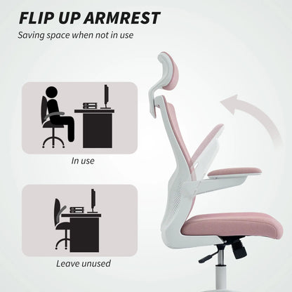 Ergonomic Office Chair, Swivel Desk Chair, Adjustable Lumbar Support, Headrest, Height, Flip-up Armrests, Pink Task Chairs at Gallery Canada