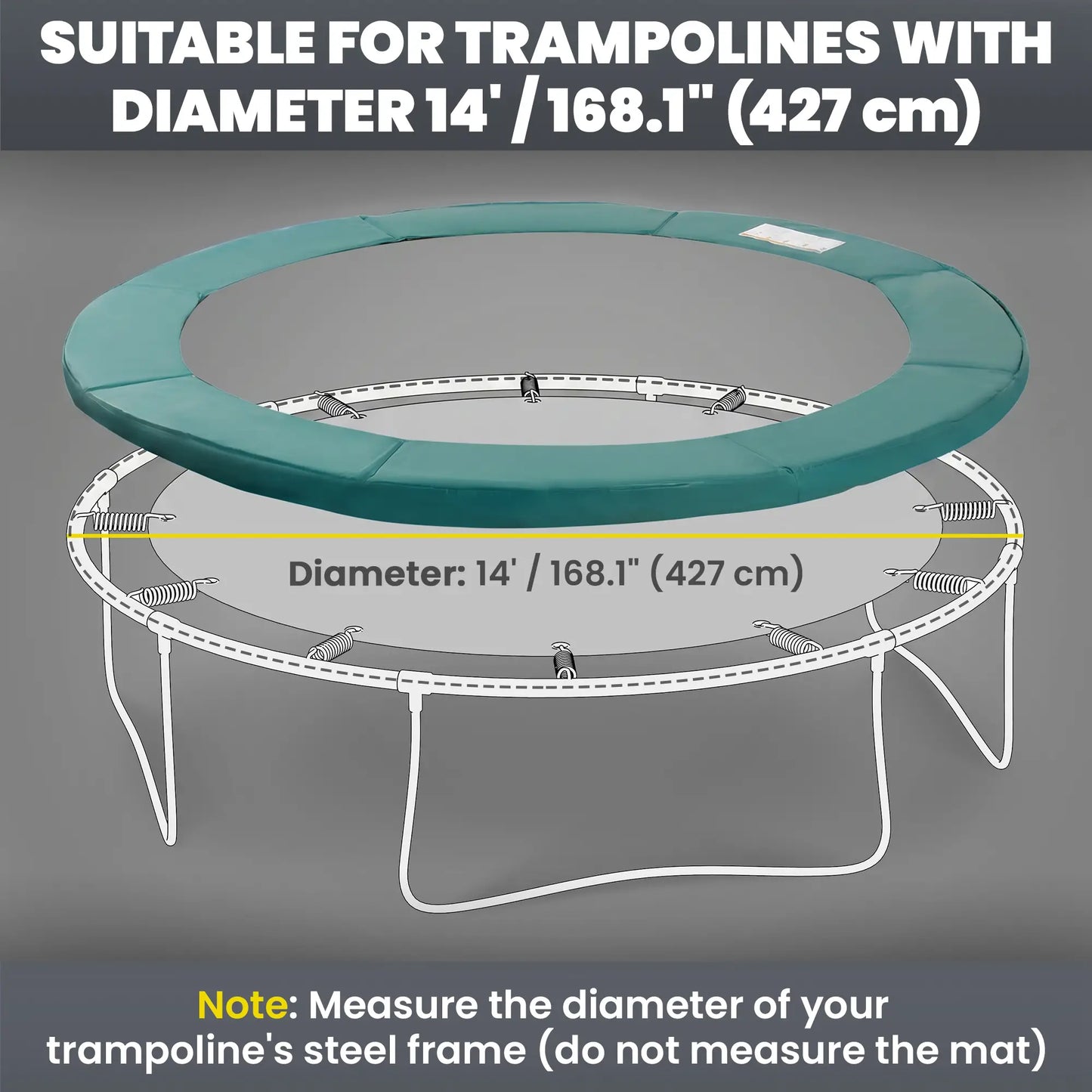 14FT Trampoline Pad Replacement, Φ168" Spring Cover, Water-Resistant, Green Trampolines at Gallery Canada