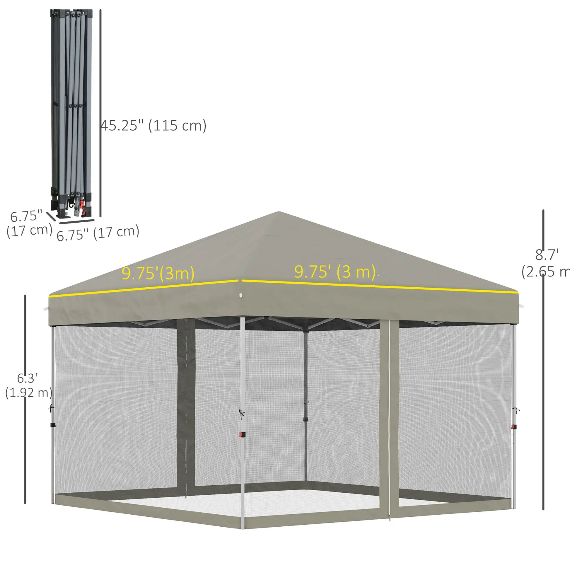 10' x 10' Pop-Up Canopy Tent, Mesh Sidewalls, Adjustable Height, Beige Pop Up Canopies at Gallery Canada
