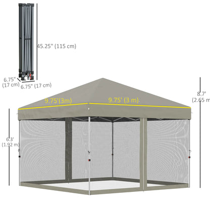 10' x 10' Pop-Up Canopy Tent, Mesh Sidewalls, Adjustable Height, Beige Pop Up Canopies at Gallery Canada