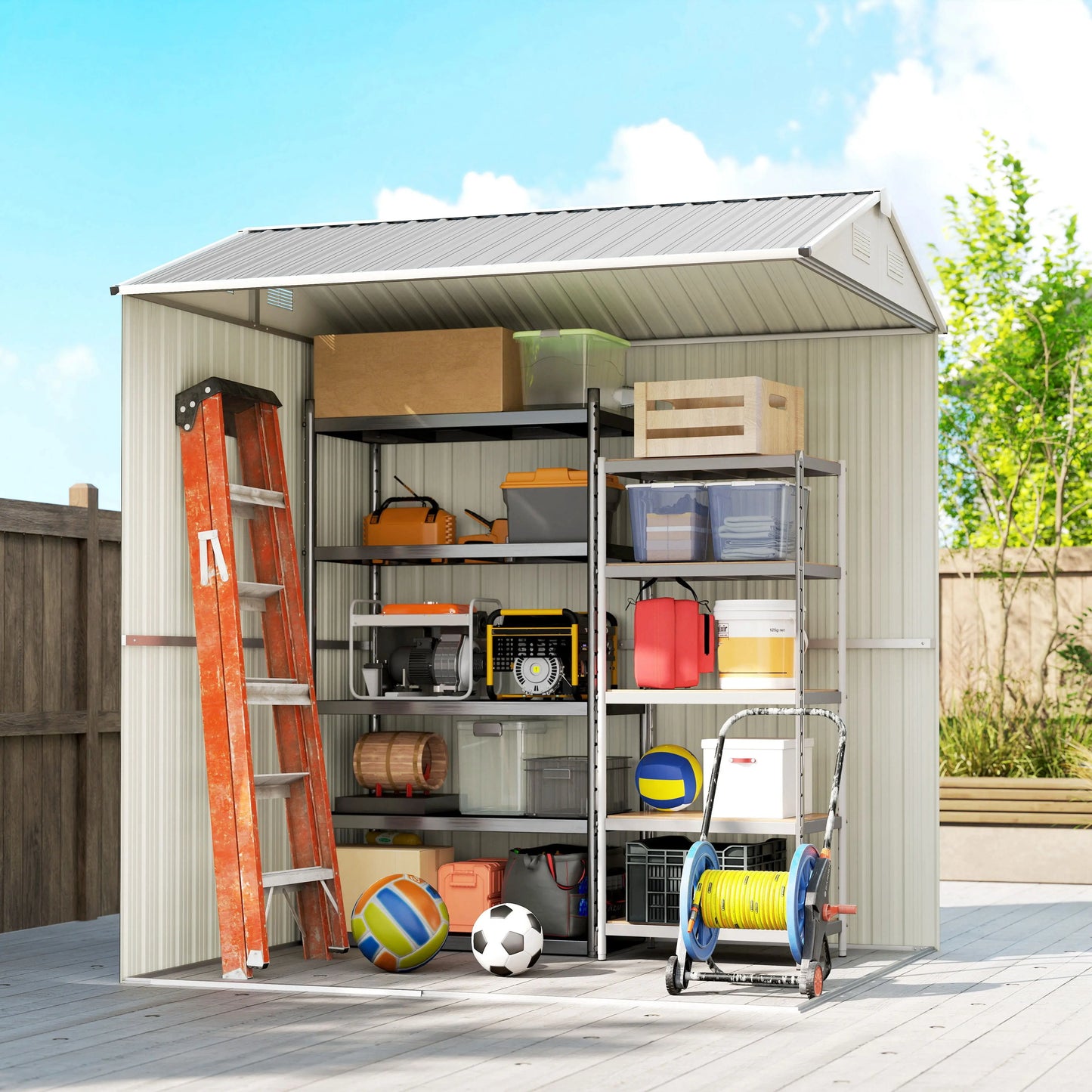 7' x 6' Tall Outdoor Storage Shed, Waterproof Metal Garden Shed, Silver Grey Sheds at Gallery Canada