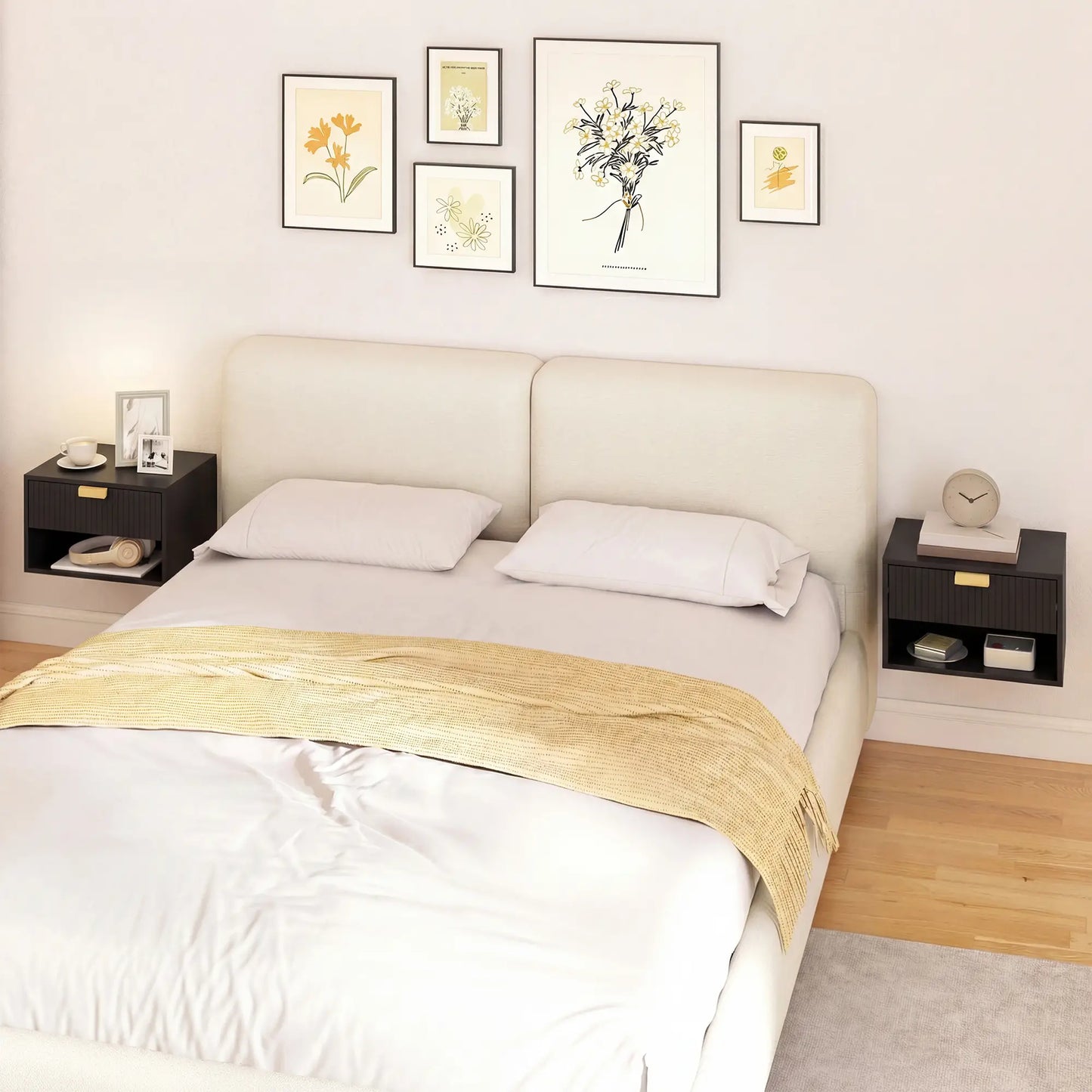 Wall Mounted Bedside Tables, Floating Nightstands, Black Bedside Tables at Gallery Canada
