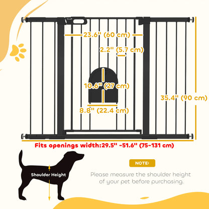 30"-52" Extra Wide Pet Gate, 35"H, Small Door, Black Houses, Kennels & Pens at Gallery Canada