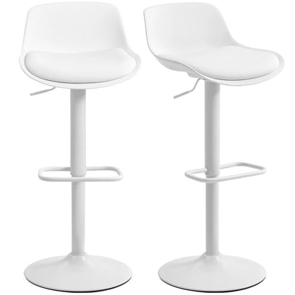 Counter Height Bar Stools Set of 2, Adjustable Swivel PU Leather, White Bar Stools at Gallery Canada