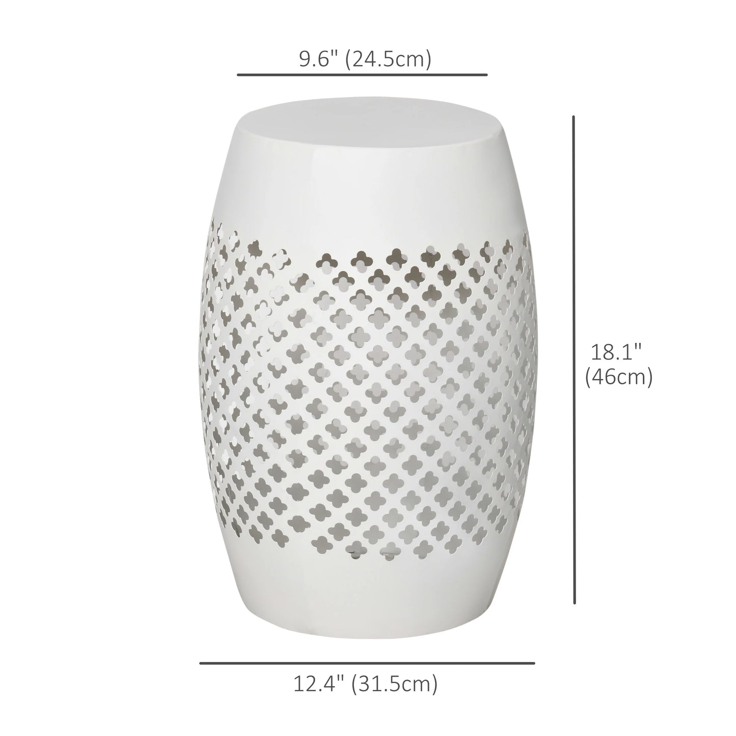 12.5" Steel Round Patio End Table, Hollow Drum Side Table, White Patio Side Tables at Gallery Canada