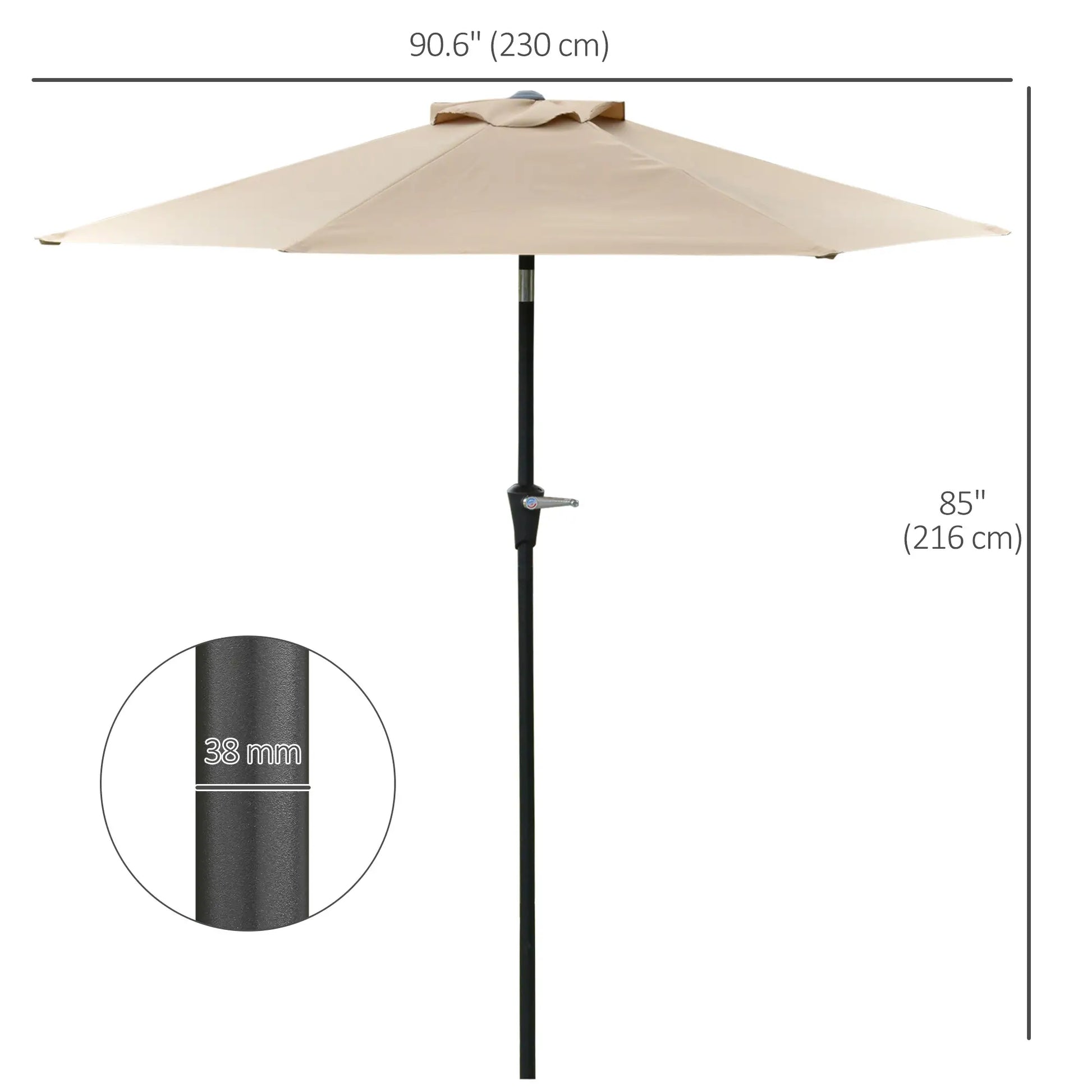 Outdoor Sun Umbrella, 6 Ribs, Khaki Patio Umbrellas at Gallery Canada