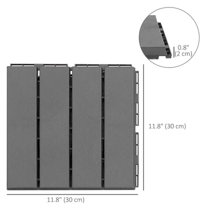 9 Pcs PP Interlocking Deck Tile, 12 x 12, Indoor Outdoor, Black Deck Tiles at Gallery Canada