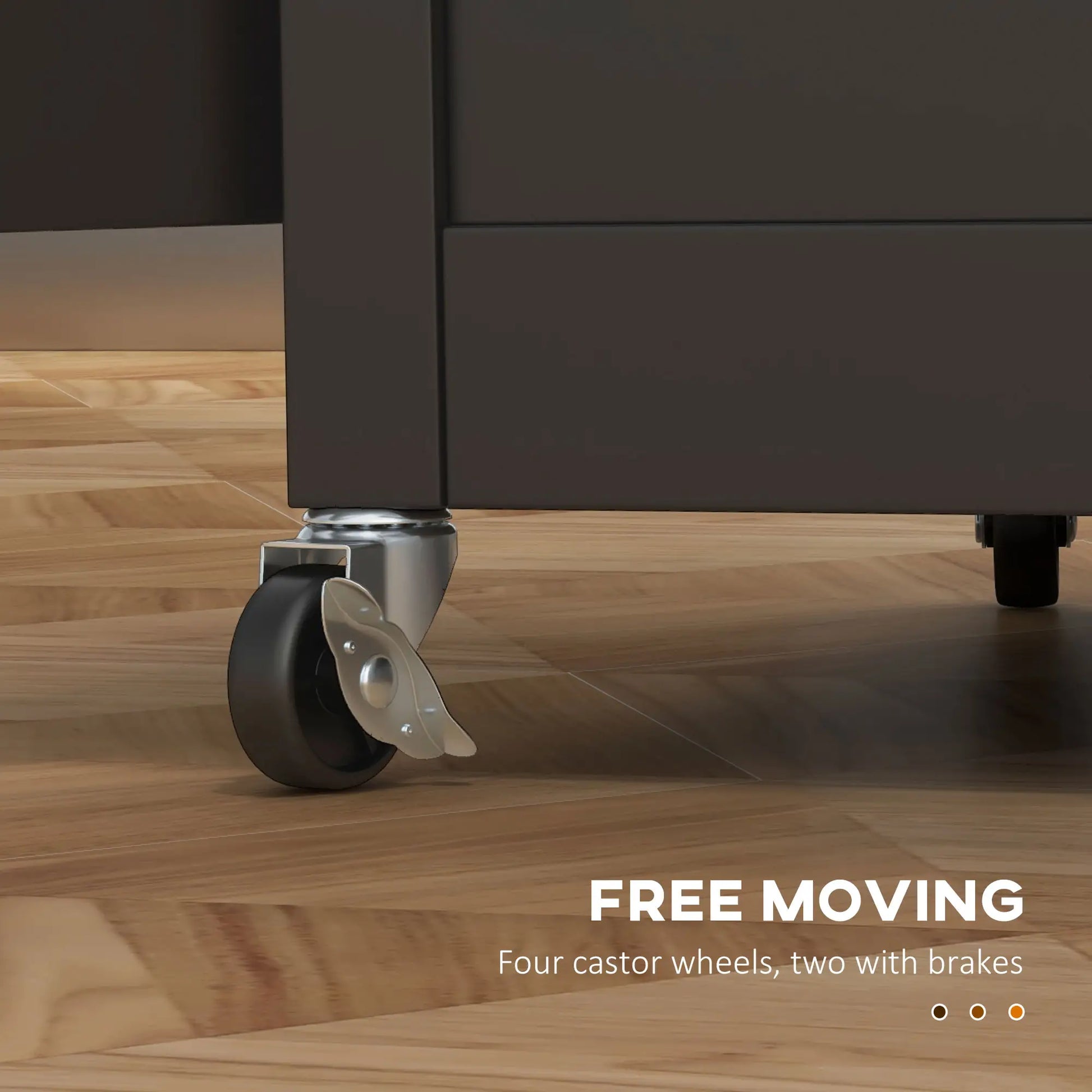 Rolling Kitchen Cart, Drawer and Glass Door Cabinet, Black Kitchen Islands & Kitchen Carts at Gallery Canada