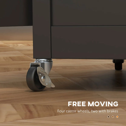 Rolling Kitchen Cart, Drawer and Glass Door Cabinet, Black Kitchen Islands & Kitchen Carts at Gallery Canada