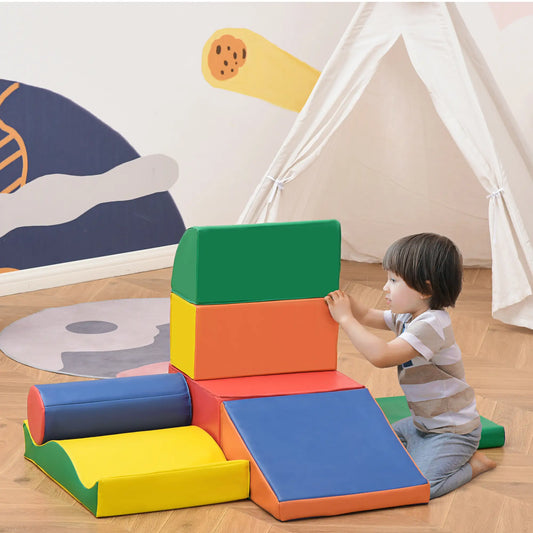 7 Pieces Soft Play Foam Climbing Blocks, Kids Indoor Play Toys, Multicolour Baby Gym & Playmats Multi Colour at Gallery Canada