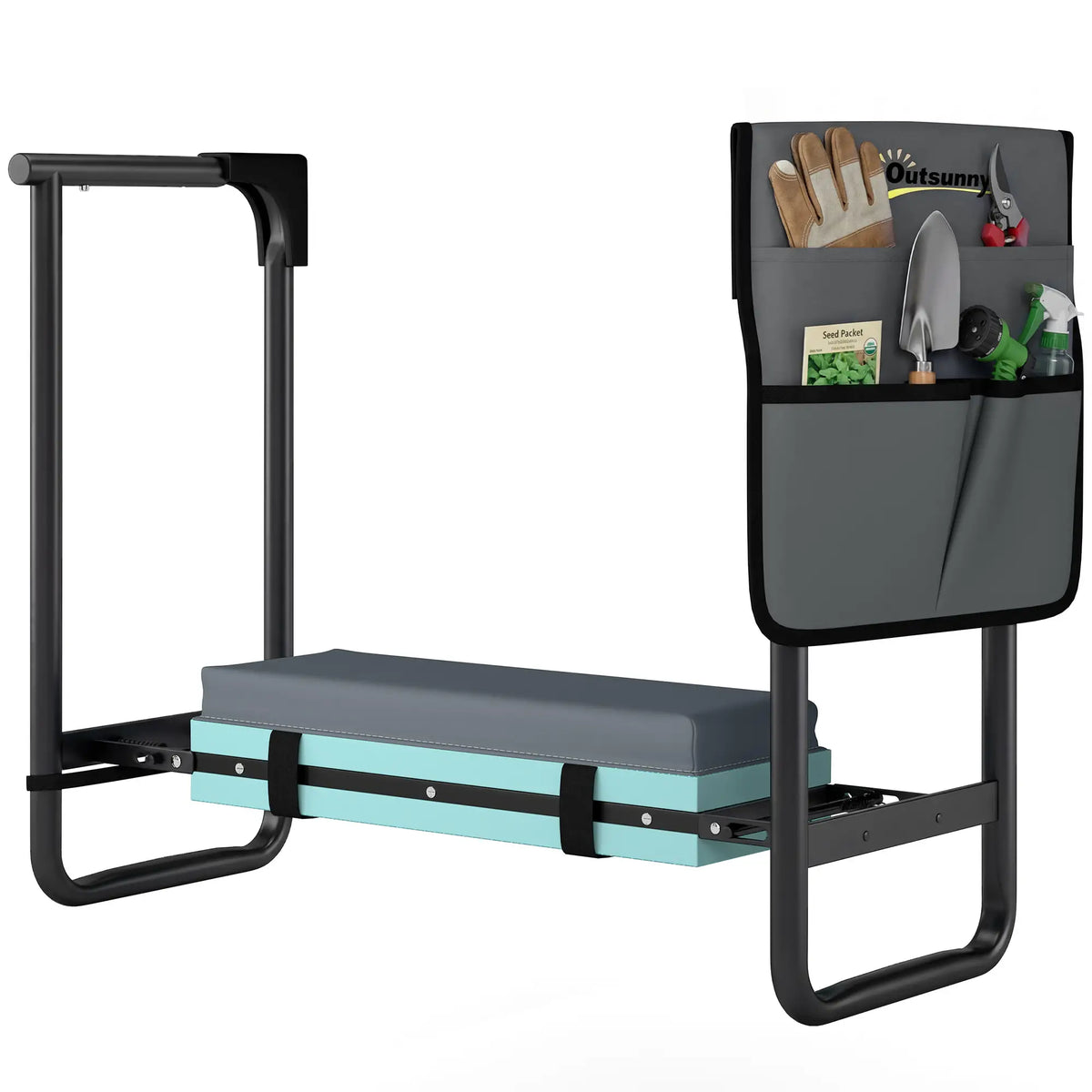Heavy Duty Foldable Garden Kneeler Seat, Extendable Steel Legs Garden Accessories Dark Grey at Gallery Canada