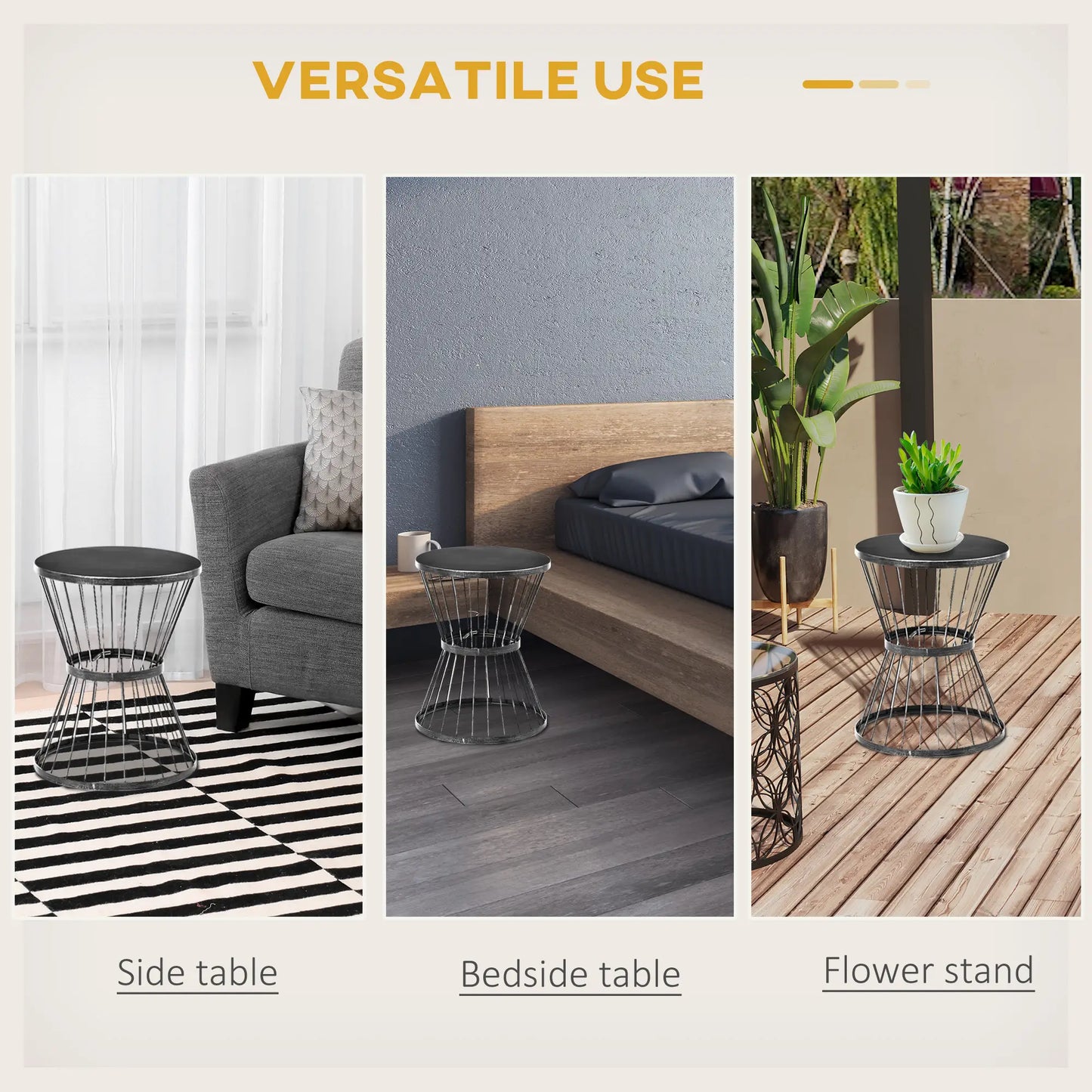 16" Steel Patio Side Table, Hourglass Design, Outdoor Indoor, Black Patio Side Tables at Gallery Canada