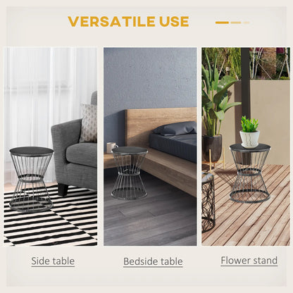 16" Steel Patio Side Table, Hourglass Design, Outdoor Indoor, Black Patio Side Tables at Gallery Canada