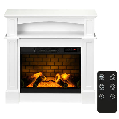 Electric Fireplace With Mantel, Freestanding Heater, 700W/1400W, White Electric Fireplaces at Gallery Canada