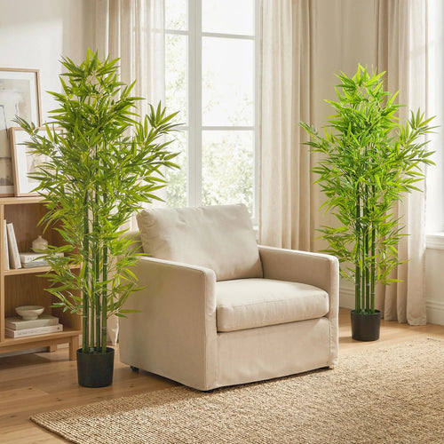 5FT Artificial Bamboo Tree, Faux Decorative Plant, Set of 2