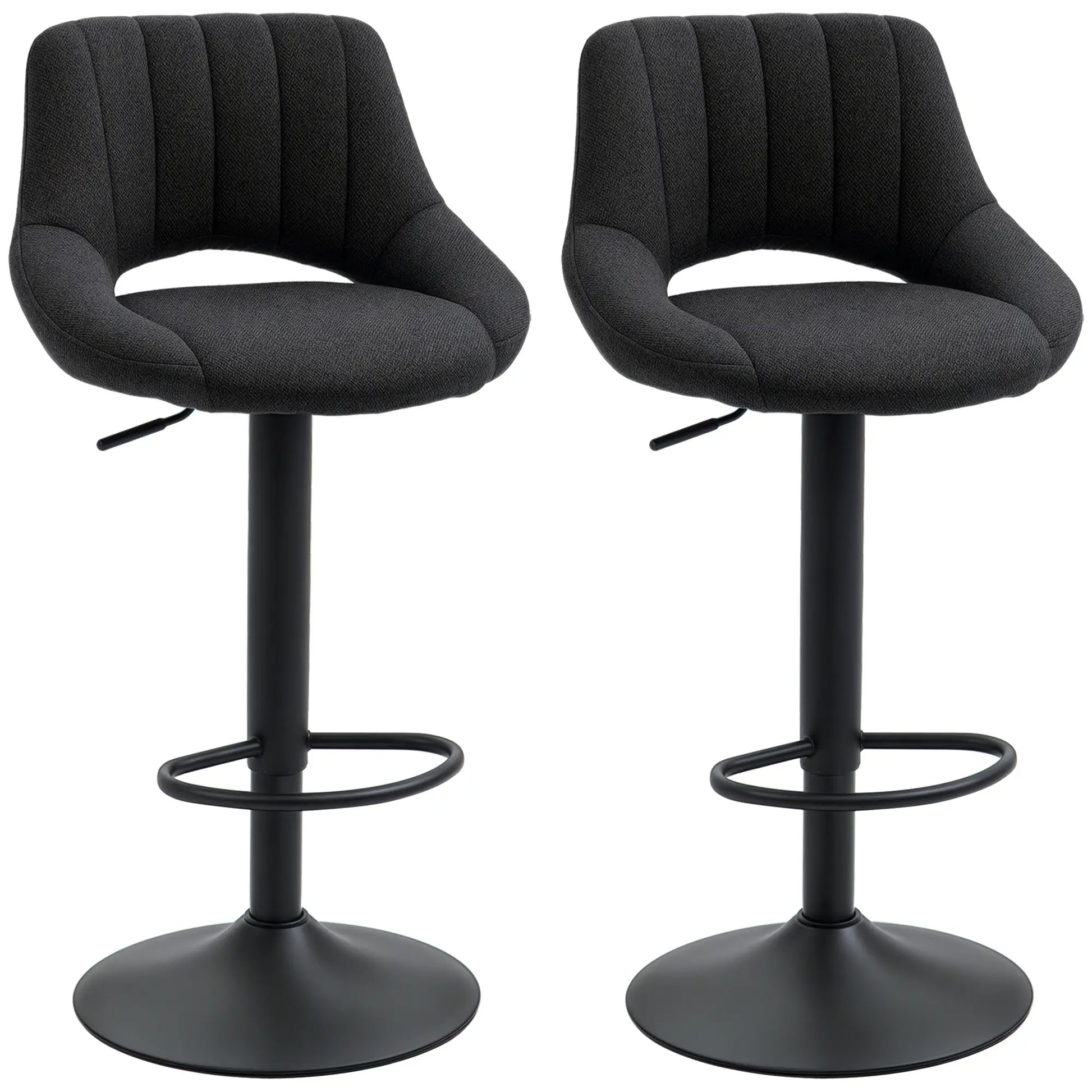 Swivel Bar Stools Set of 2, Linen Upholstered, Round Metal Base Bar Stools at Gallery Canada