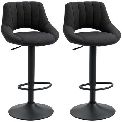 Swivel Bar Stools Set of 2, Linen Upholstered, Round Metal Base Bar Stools at Gallery Canada