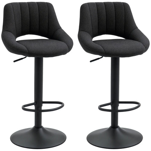 Swivel Bar Stools Set of 2, Linen Upholstered, Round Metal Base