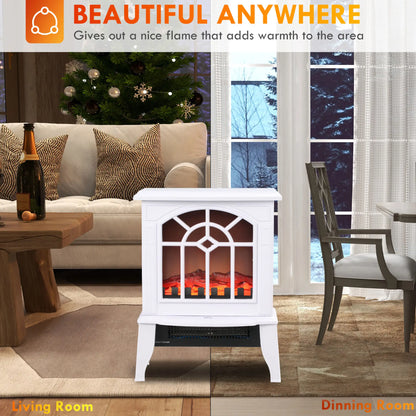 Electric Fireplace Heater, Freestanding Stove, Realistic Flame, Overheat Protection, 750W/1500W, White Electric Fireplaces at Gallery Canada