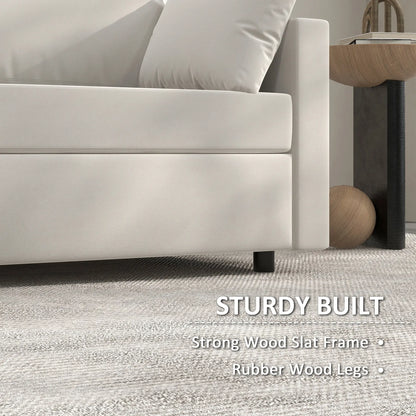 Modern 3 Seater Sofa, 77" Upholstered Couch, Cream White 3-Seater Sofas at Gallery Canada